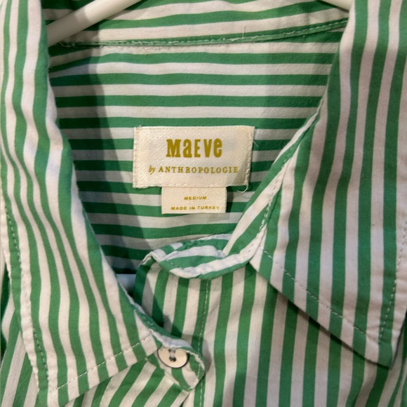 Anthropologie Maeve Clarise Blouse in Green White Stripe - Picture 7 of 7